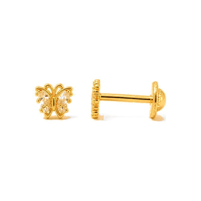 Aretes para Bebé Oro 14k Mariposa