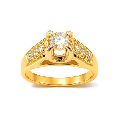 Anillo de Dama Oro 14k Solitario Diamante Garras Dobles