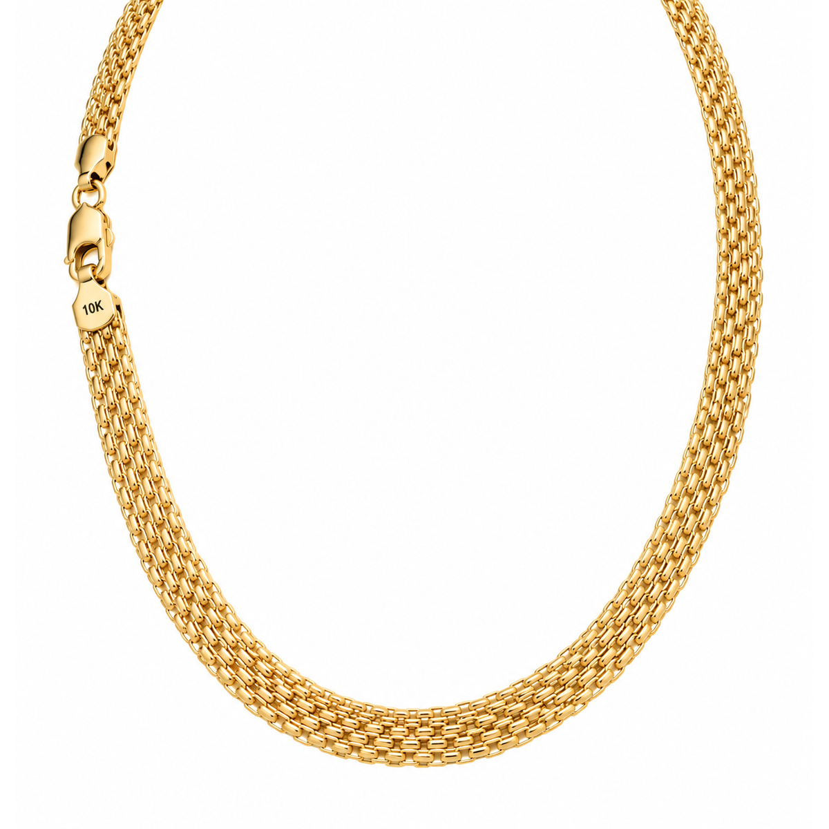 Cadena Oro 10k Malla Tejida 7.5mm 16 Pulgadas