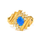 Anillo de Dama Oro 10k Opalo Azul con Circonias