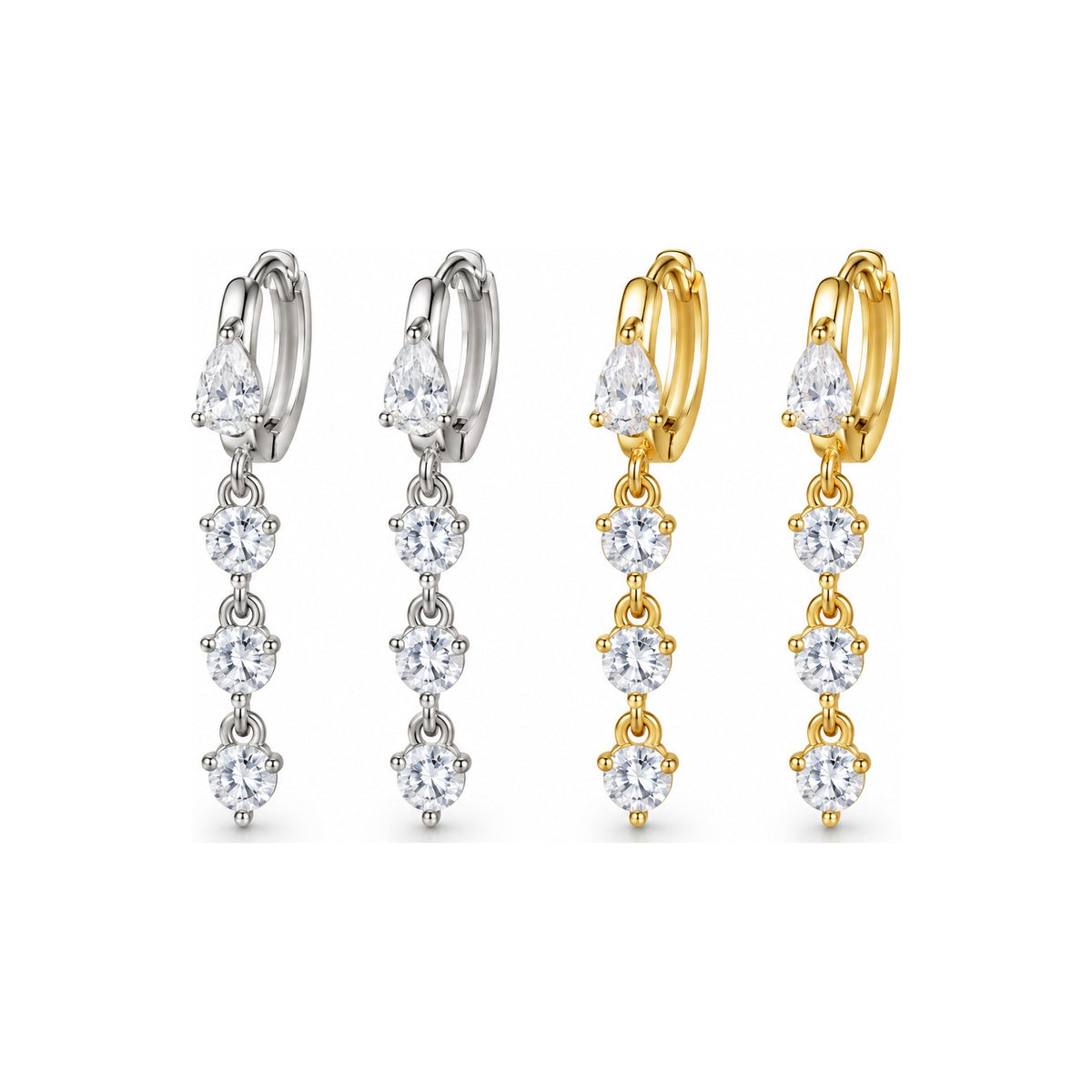 Aretes Colgantes Pavé Moissanite S925