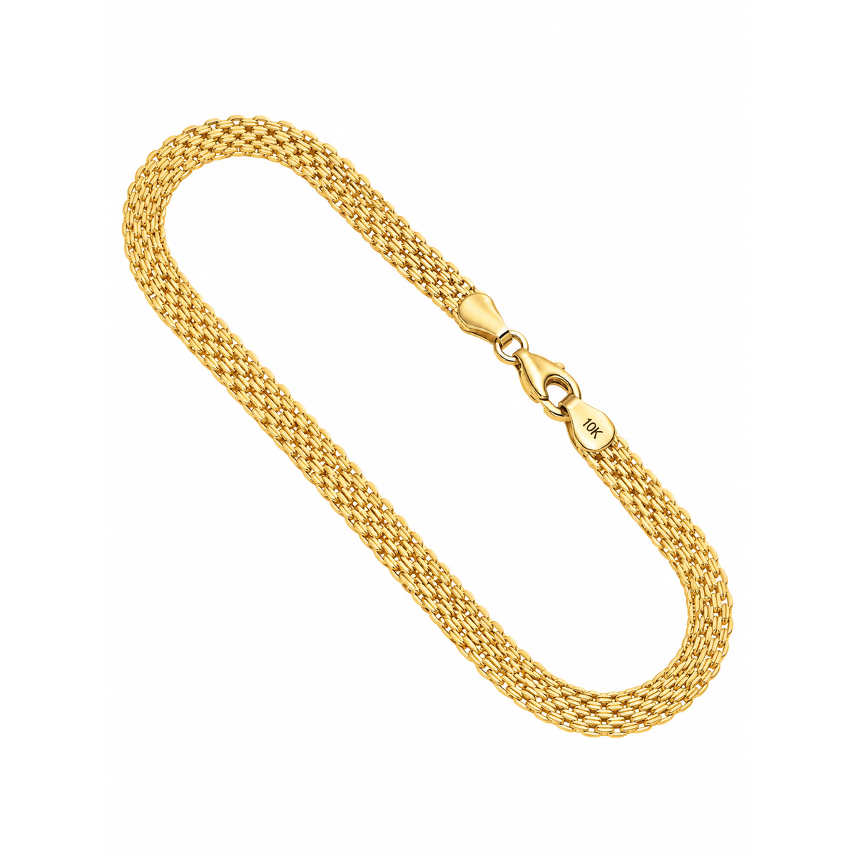 Brazalete Oro 10k Malla Tejida 4.5mm 7.5 Pulgadas