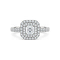 Anillo de Compromiso Halo Doble Corte Asscher Moissanite S925