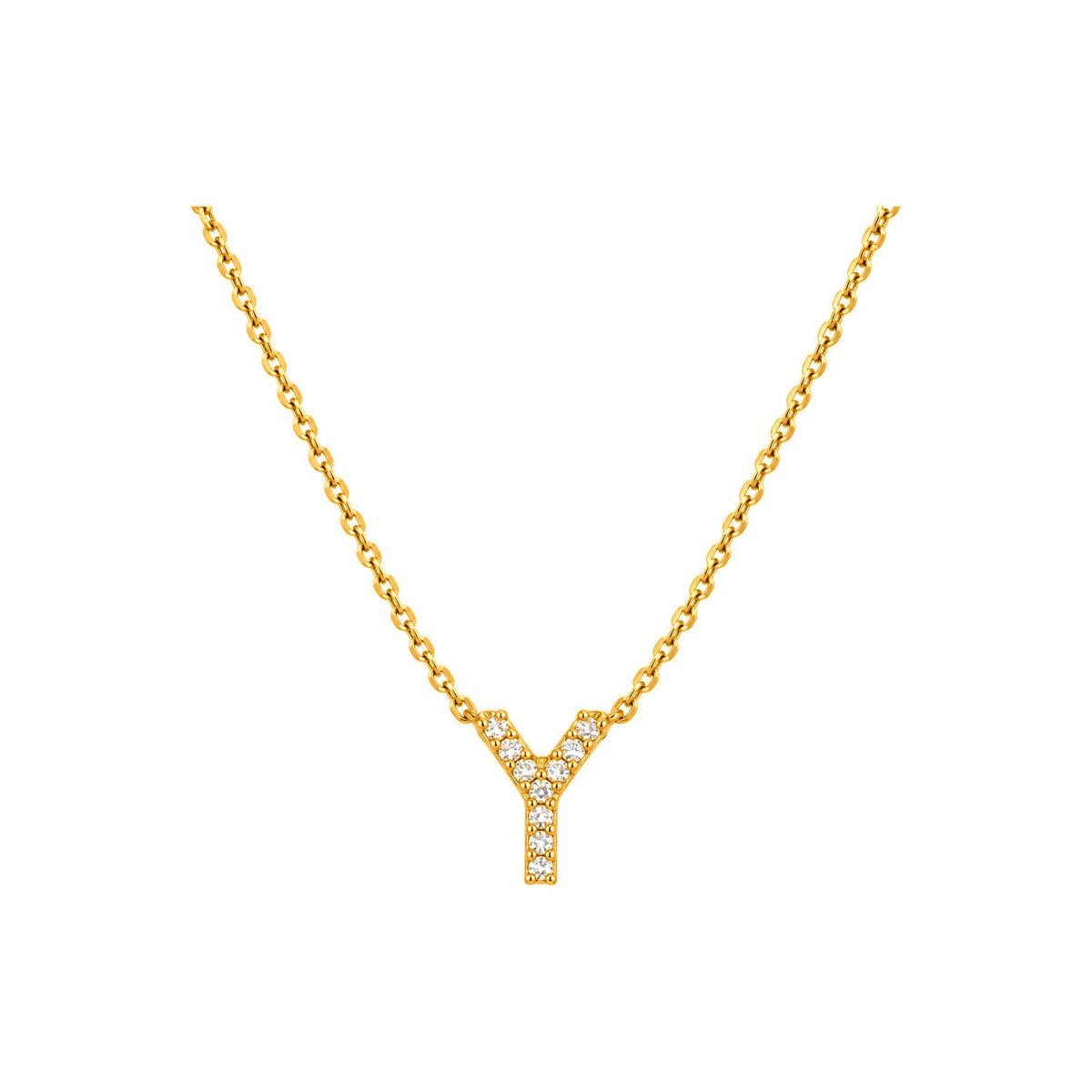 Dije Letra Y Oro 14k con Diamantes Naturales