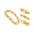 Brazalete de Dama Oro 14k Eslabones Ovalados Lisos y Torcidos 7 Pulgadas
