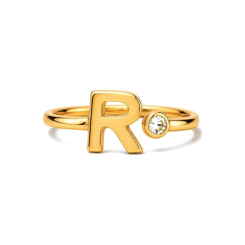 Anillo de Dama Oro 14k Inicial R con Circonio