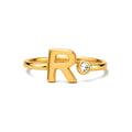 Anillo de Dama Oro 14k Inicial R con Circonio