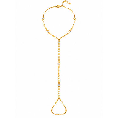 Brazalete de Dama Oro 14k de Mano con Circonios