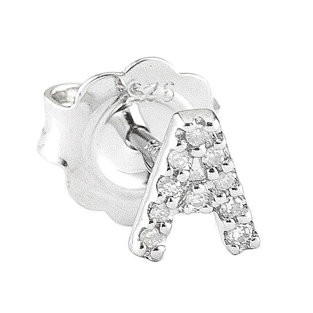 Arete de Dama Plata 925 Inicial A con Circonios