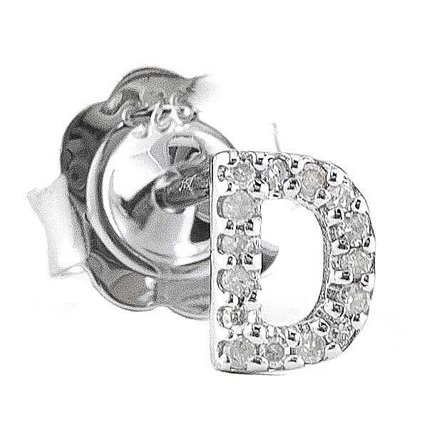 Arete de Dama Plata 925 Inicial D con Circonios