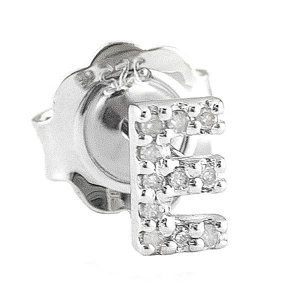 Arete de Dama Plata 925 Inicial E con Circonios