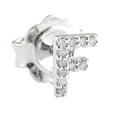 Pre Orden - Arete de Dama Plata 925 Inicial F con Circonios