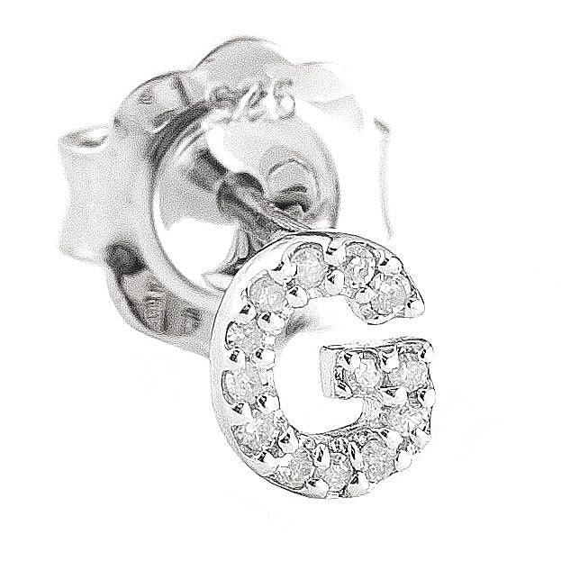 Arete de Dama Plata 925 Inicial G con Circonios