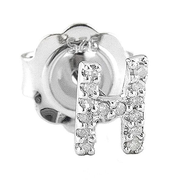 Arete de Dama Plata 925 Inicial H con Circonios