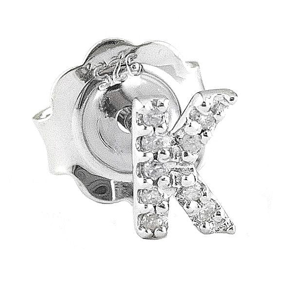 Arete de Dama Plata 925 Inicial K con Circonios