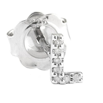 Pre Orden - Arete de Dama Plata 925 Inicial L con Circonios