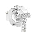Arete de Dama Plata 925 Inicial T con Circonios