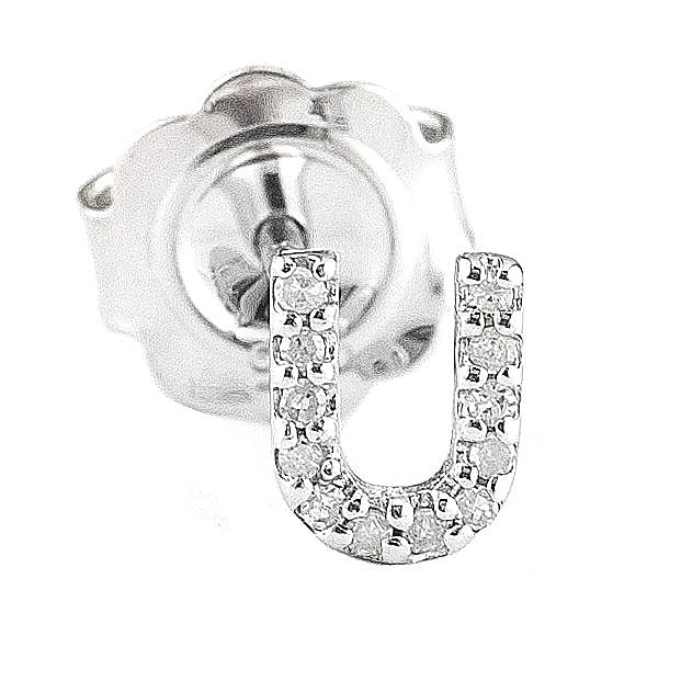 Arete de Dama Plata 925 Inicial U con Circonios
