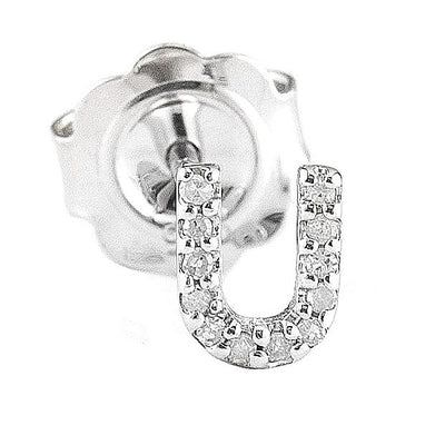 Pre Orden - Arete de Dama Plata 925 Inicial U con Circonios