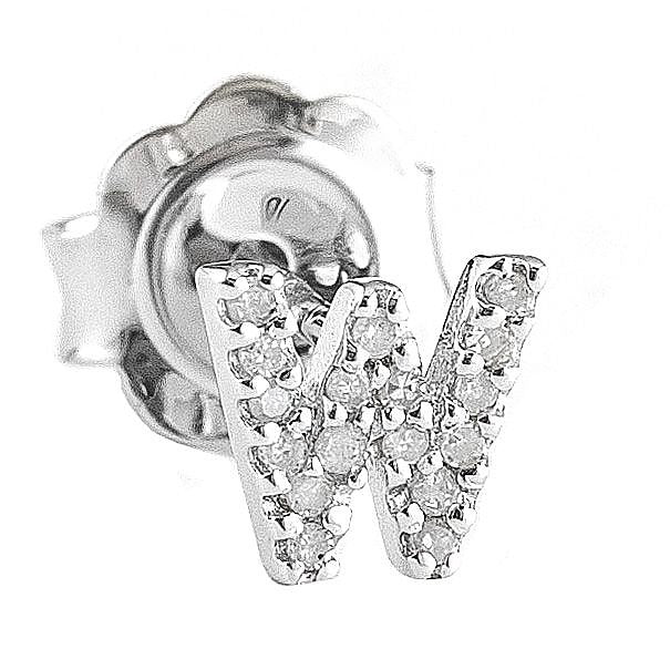 Arete de Dama Plata 925 Inicial W con Circonios