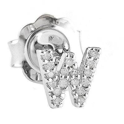Pre Orden - Arete de Dama Plata 925 Inicial W con Circonios