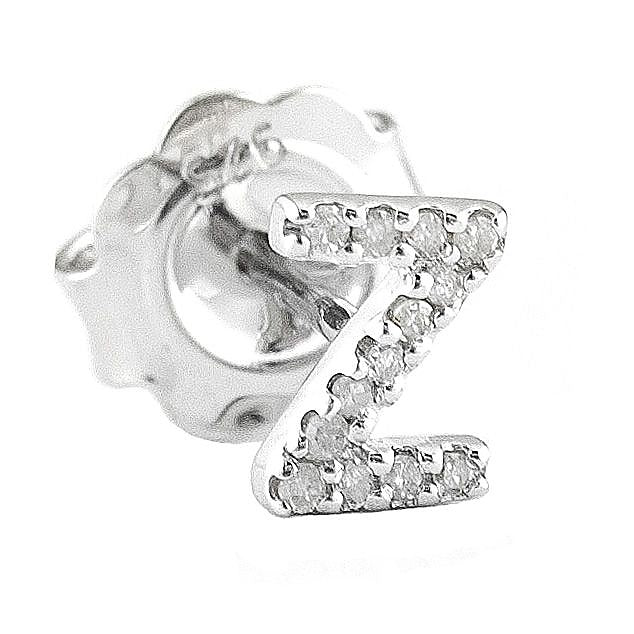 Arete de Dama Plata 925 Inicial Z con Circonios
