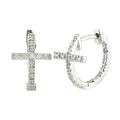 Aretes de Dama Plata 925 Arracadas Cruz con Circonios