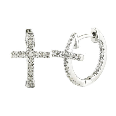 Pre Orden - Aretes de Dama Plata 925 Arracadas Cruz con Circonios