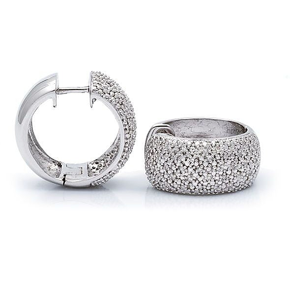 Aretes de Dama Plata 925 Arracadas Extra Anchas Pavé