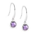 Aretes de Dama Plata 925 Colgantes Amatista en Bisel