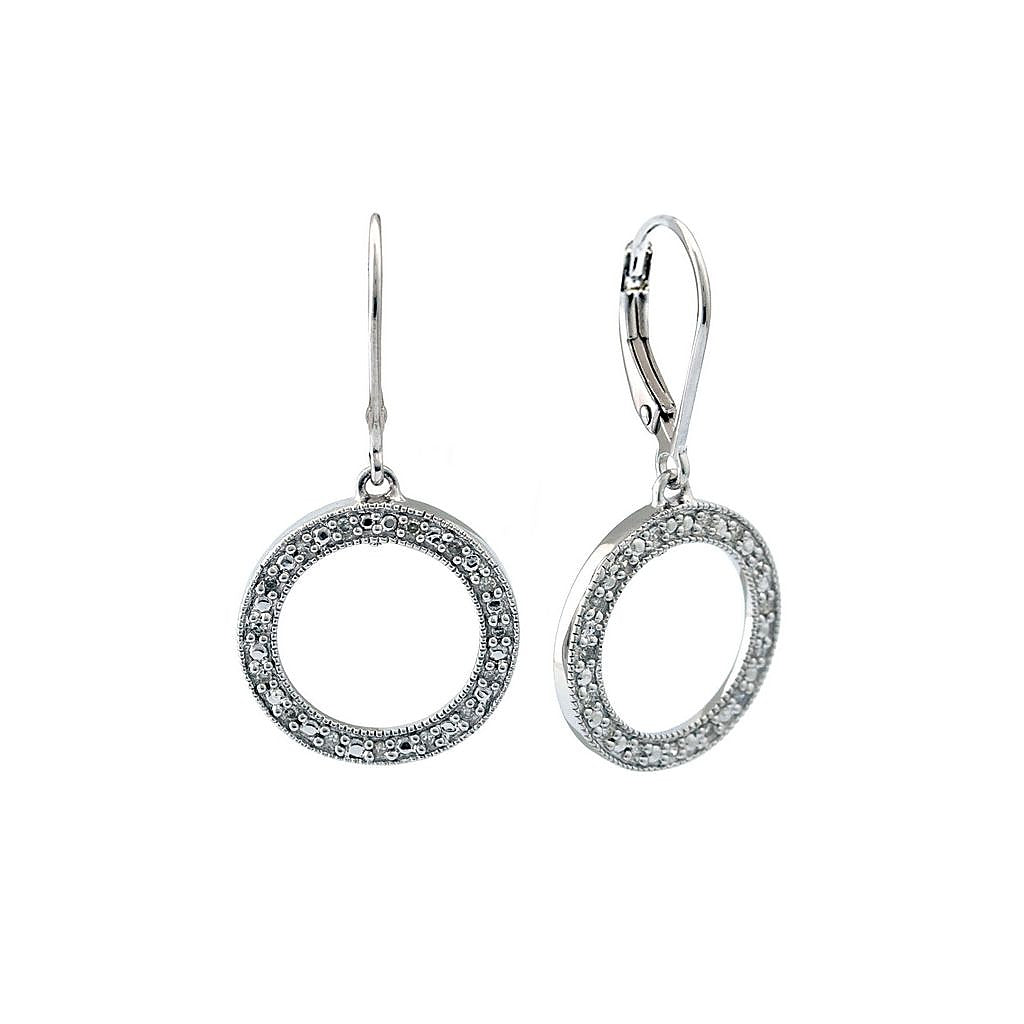 Aretes de Dama Plata 925 Colgantes Círculo con Circonios