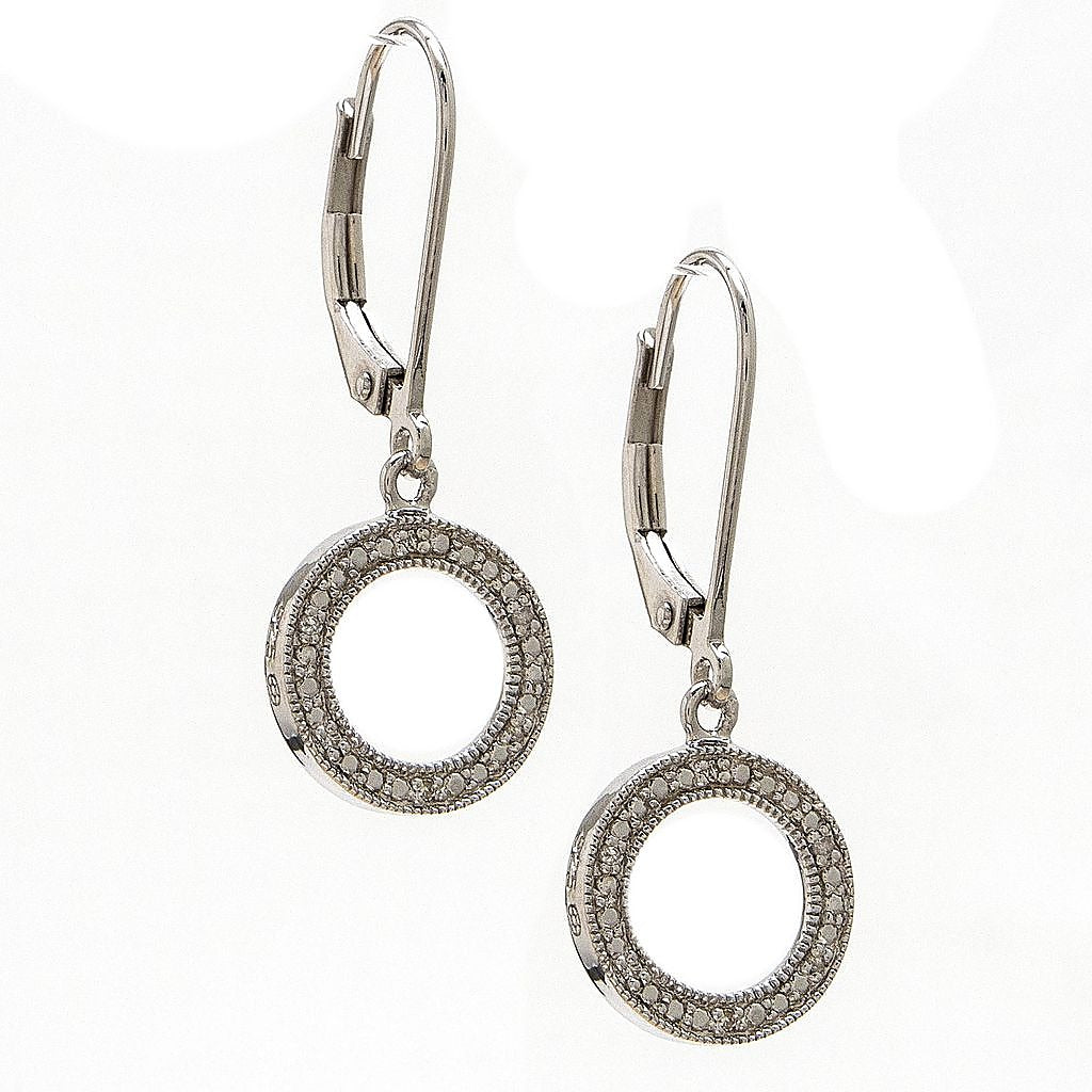 Aretes de Dama Plata 925 Colgantes Círculo Pavé