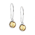 Aretes de Dama Plata 925 Colgantes Citrino en Bisel