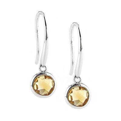 Pre Orden - Aretes de Dama Plata 925 Colgantes Citrino en Bisel