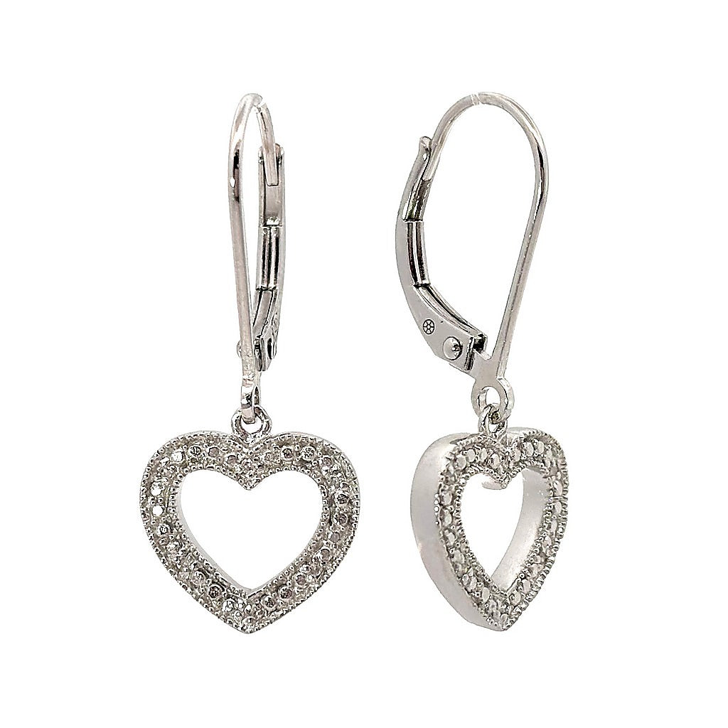 Aretes de Dama Plata 925 Colgantes Corazón Pavé