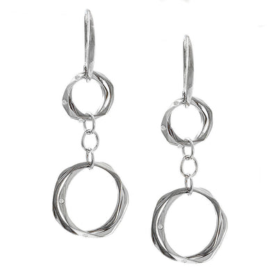 Pre Orden - Aretes de Dama Plata 925 Colgantes Doble Aro Entrelazado Plateado