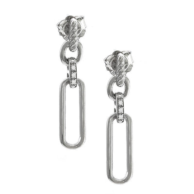 Pre Orden - Aretes de Dama Plata 925 Colgantes Eslabón Alargado con Circonios