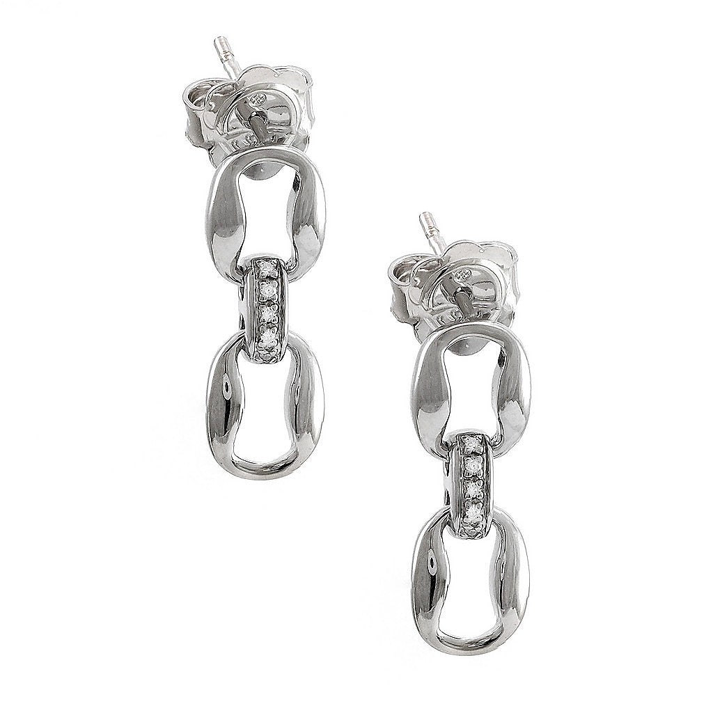 Aretes de Dama Plata 925 Colgantes Eslabones con Circonios