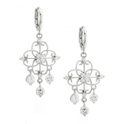 Pre Orden - Aretes de Dama Plata 925 Colgantes Filigrana con Circonios