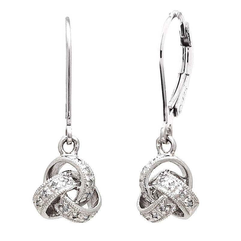 Aretes de Dama Plata 925 Colgantes Nudo con Circonios