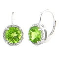 Aretes de Dama Plata 925 Colgantes Peridoto con Halo