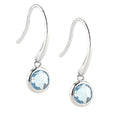 Aretes de Dama Plata 925 Colgantes Topacio Azul en Bisel