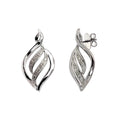 Aretes de Dama Plata 925 Hoja Calada con Circonios