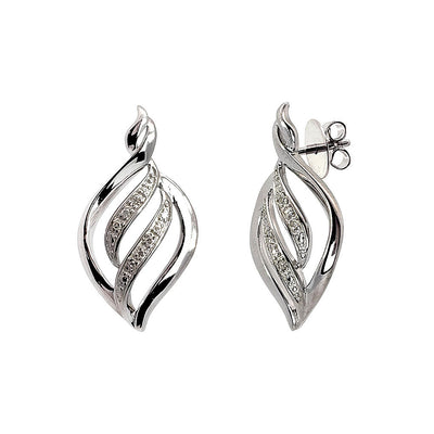 Pre Orden - Aretes de Dama Plata 925 Hoja Calada con Circonios
