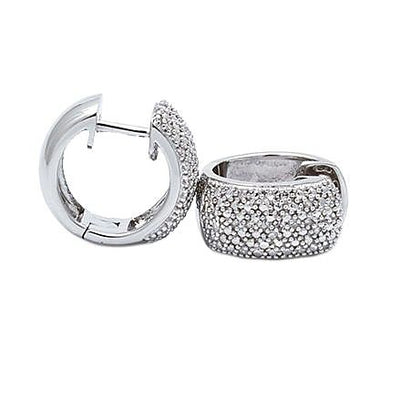 Pre Orden - Aretes de Dama Plata 925 Huggie Ancho Pavé Mediano