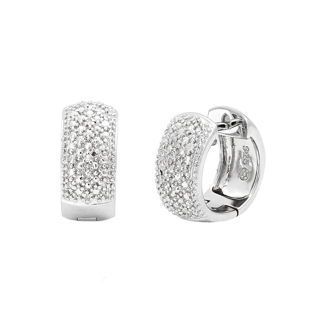 Aretes de Dama Plata 925 Huggie Ancho Pavé