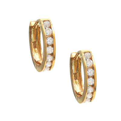 Pre Orden - Aretes de Dama Plata 925 Huggie Canal de Circonios Dorados
