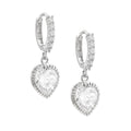 Aretes de Dama Plata 925 Huggie con Corazón de Circonio Colgante