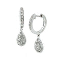 Aretes de Dama Plata 925 Huggie con Gota Pavé Colgante