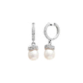Aretes de Dama Plata 925 Huggie con Perla Colgante